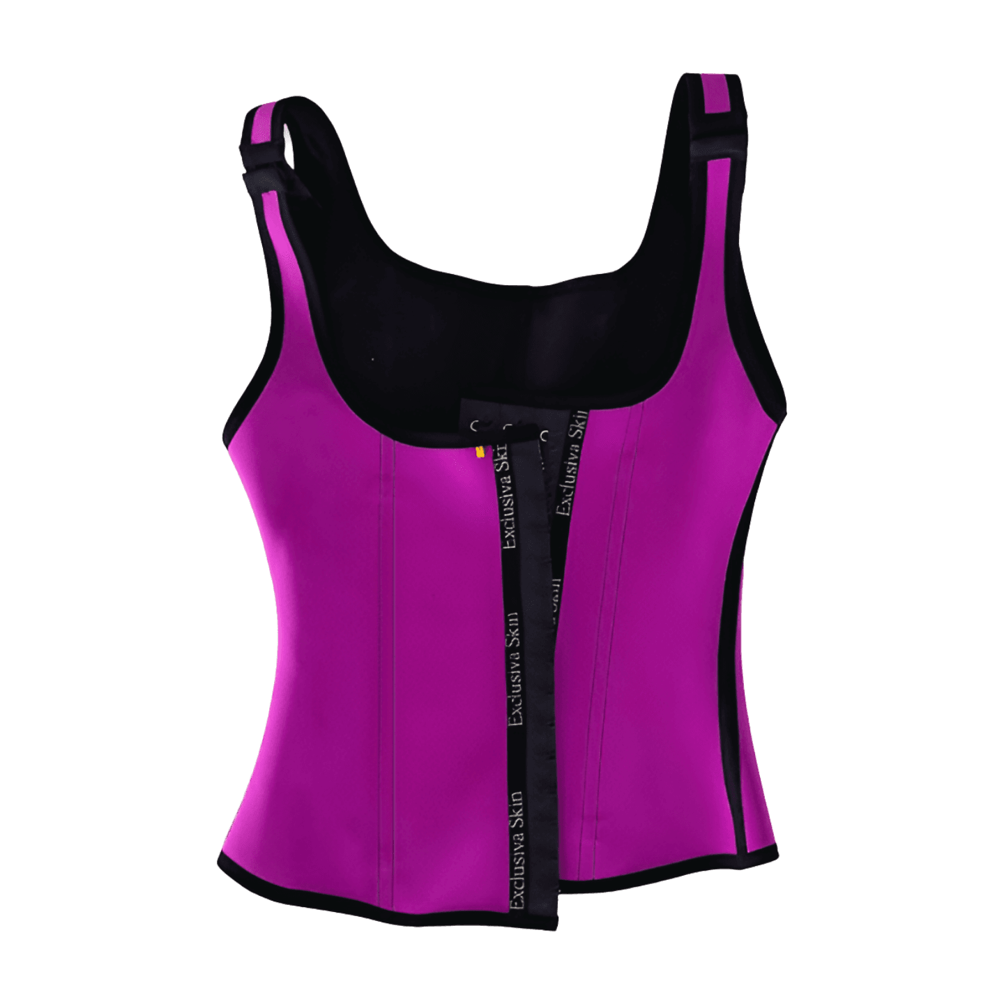 ESTO ES UNA FAJA CHALECO LATEX MORADO DE FRENTE